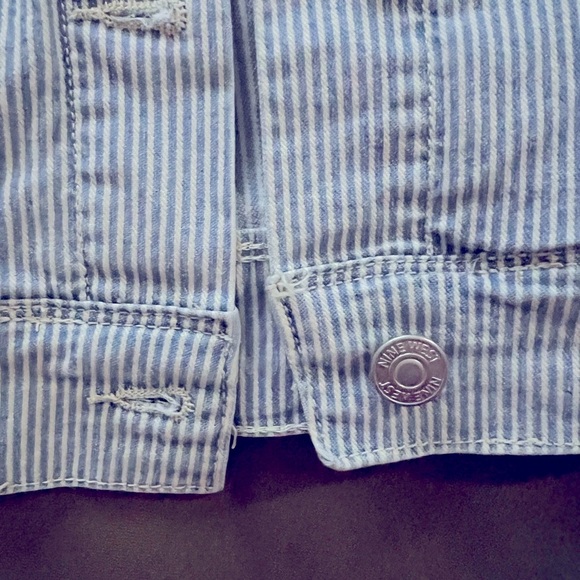 🆕 NINE WEST WOMEN'S Pinstripe Sarah Denim Jacket Size XXL - Picture 6 of 16